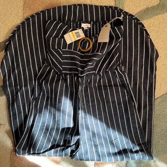 NWT Coco & Jasmine Strapless Denim Striped Jumpsuit Capris Size M - Picture 10 of 10